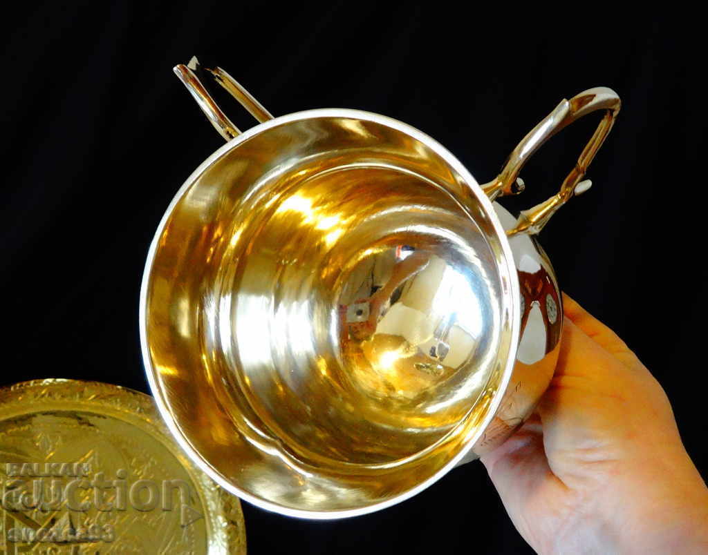 Auction Bronze goblet with two handles 1 L, wedding, anniversary Auction Bronze goblet with two handles 1 L, wedding, anniversary