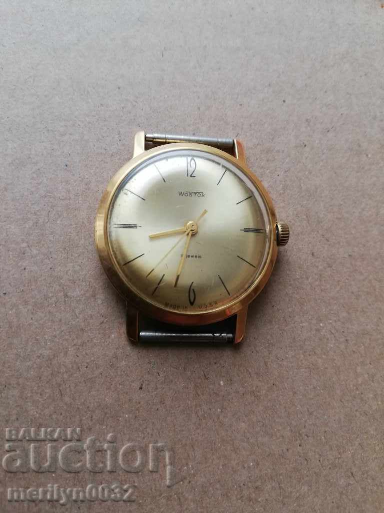 Vostok wristwatch with gold plating, second hand, WORKS