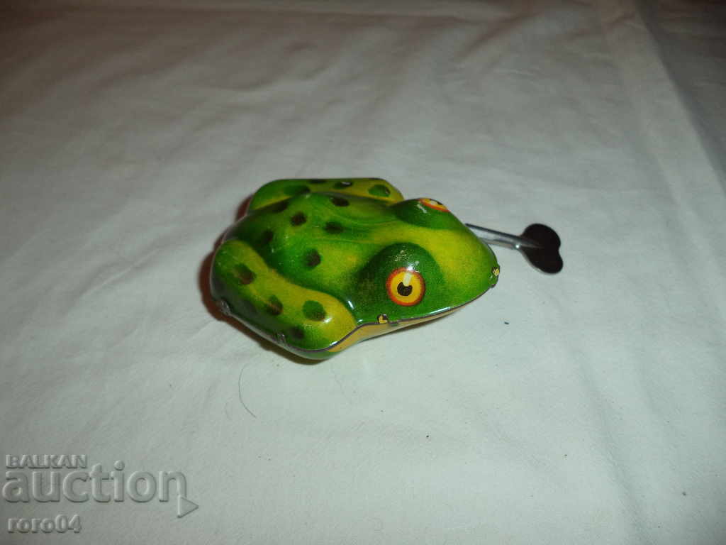 OLD SHEET METAL MECHANICAL FROG WITH KEY - 5
