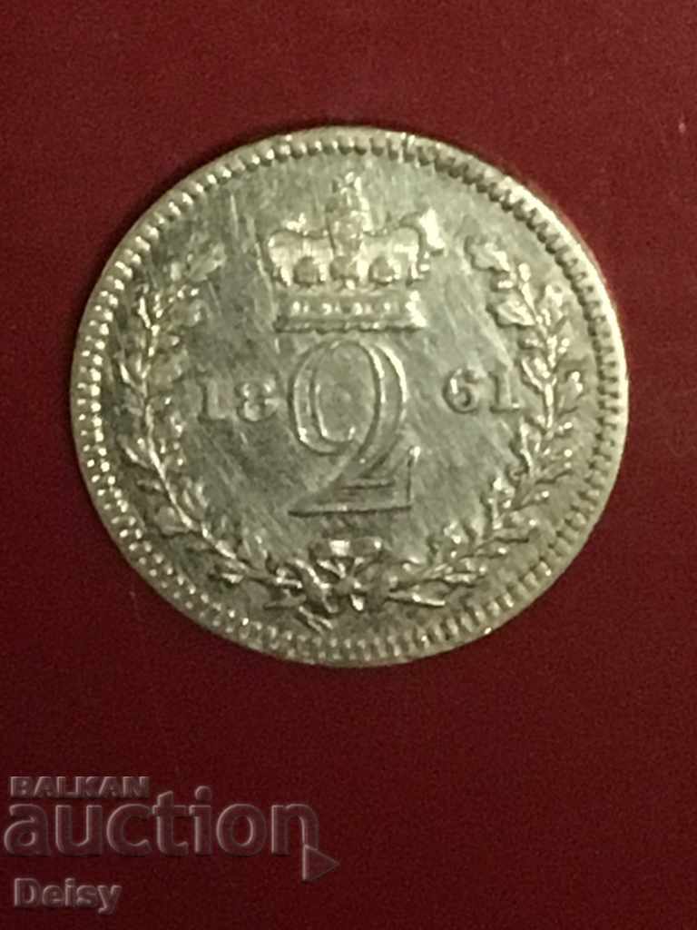 Britain 2 pence 1861 Very rare!