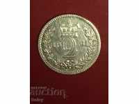 Marea Britanie 2 pence 1861 Foarte rare!