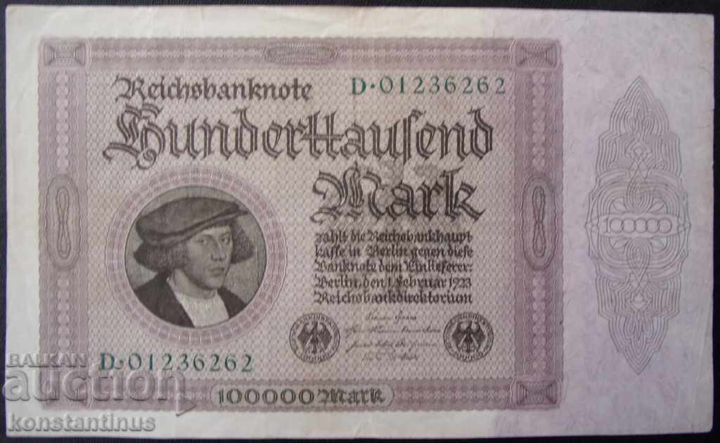 Germany 100,000 Marks 1923 Rare Banknote