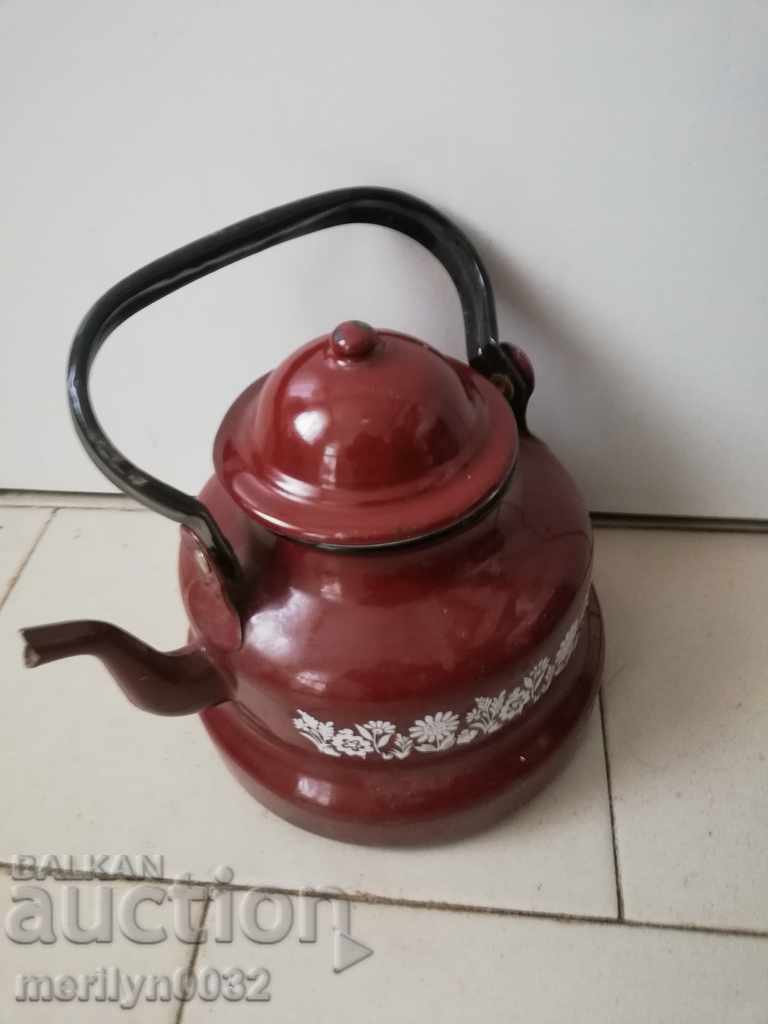 Enameled teapot from the Sotsa, a vessel with enamel, USSR with price 52.00 BGN | € 26.59 Enameled teapot from the Sotsa, a vessel with enamel, USSR with price 52.00 BGN | € 26.59