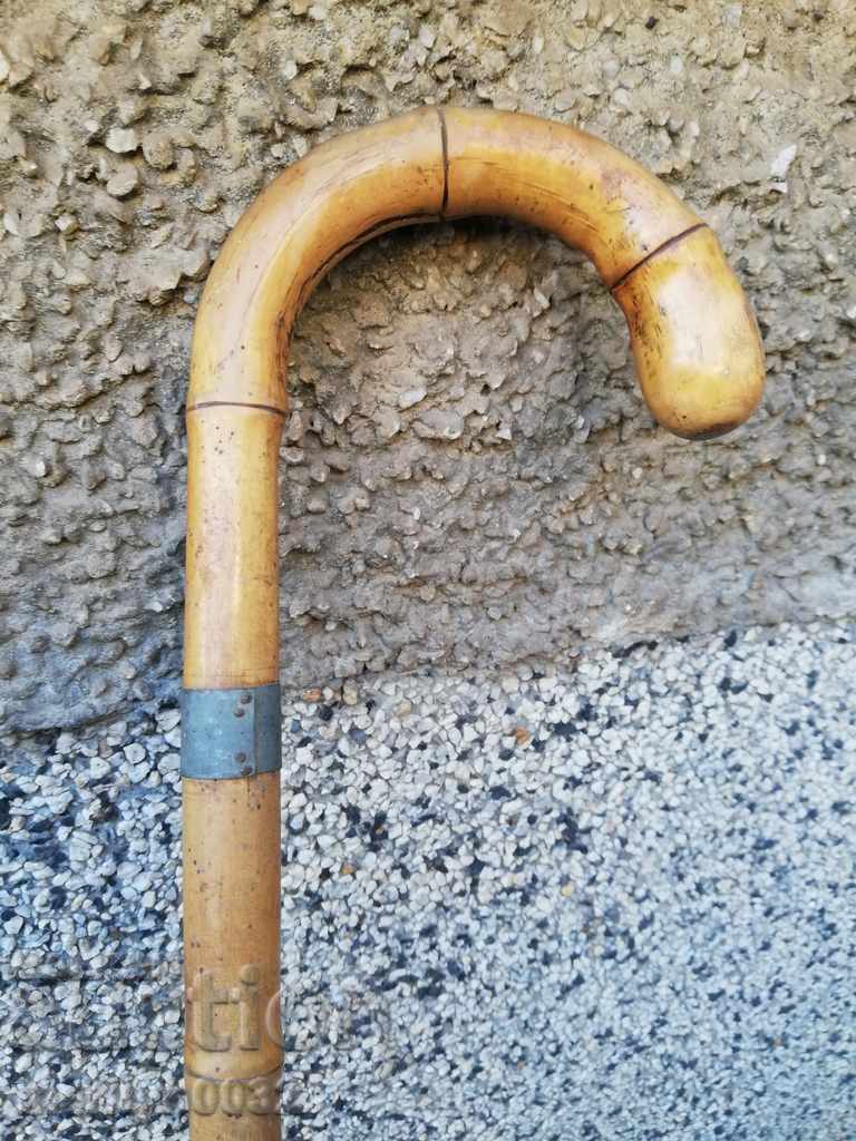 An old walking stick made of bamboo wood. of the 20th century - 5 An old walking stick made of bamboo wood. of the 20th century - 5