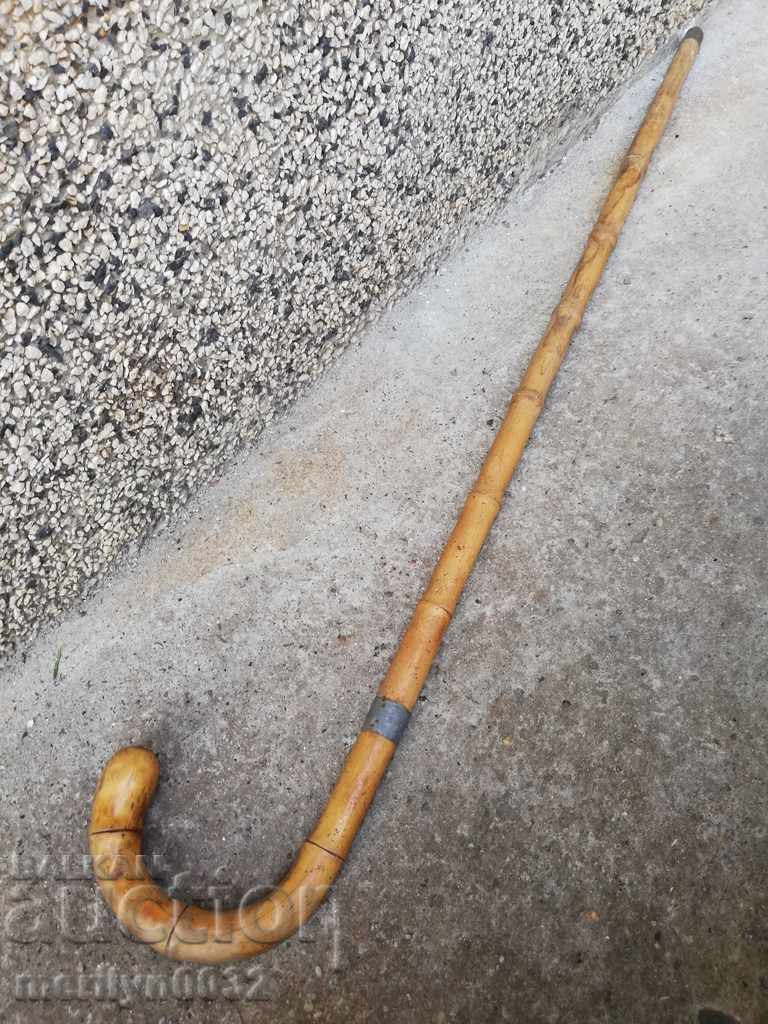 Old bamboo cane walking stick of the 20th century