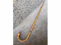 Old bamboo cane walking stick of the 20th century