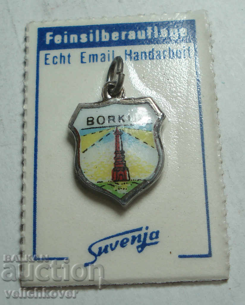 23473 Γερμανία υπογράφουν οικόσημο πόλη Borkll ασημένιο δείγμα 800