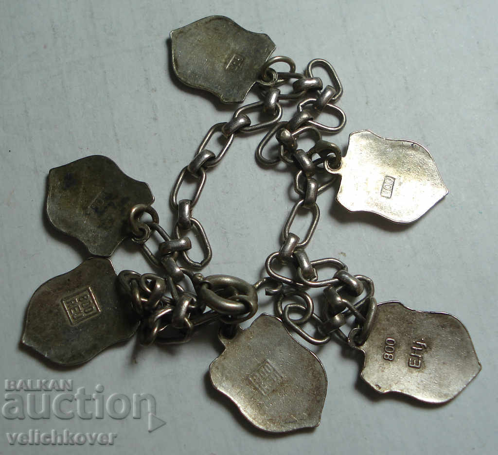 23478 Γερμανία 6 τεμάχια πόλεων ασήμι βραχιόλι δείγμα 800 με τιμή 30.00 BGN | € 15.34 23478 Γερμανία 6 τεμάχια πόλεων ασήμι βραχιόλι δείγμα 800 με τιμή 30.00 BGN | € 15.34