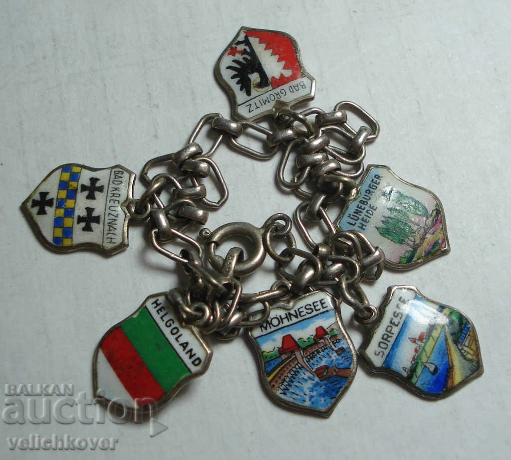 23478 Germany 6 pieces coats of arms cities silver bracelet sample 800