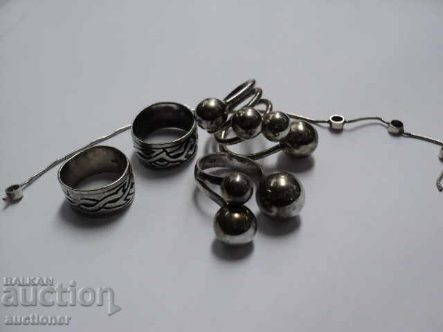 LOT OF SILVER, RINGS, PENDANT. - 5