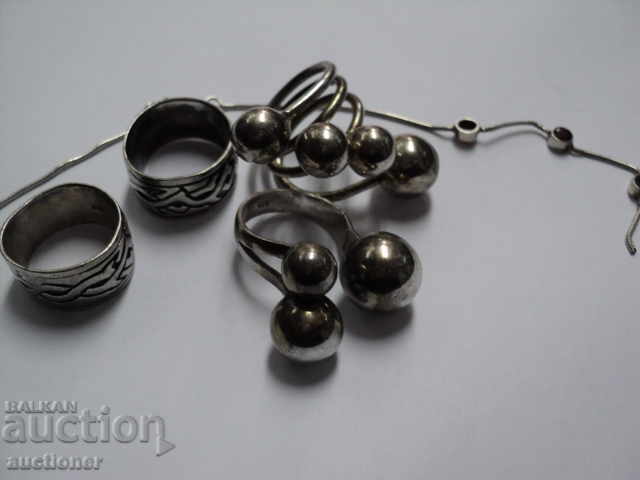 LOT OF SILVER, RINGS, PENDANT. - 6