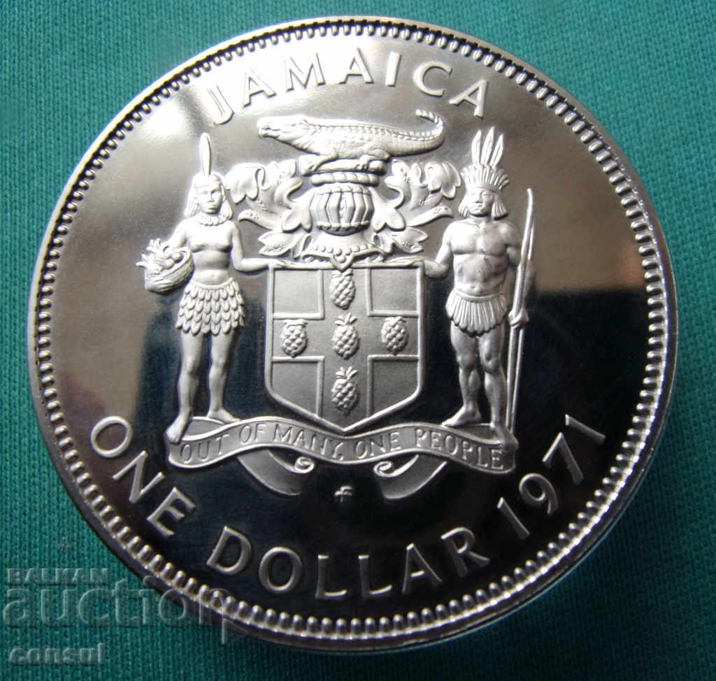 Jamaica 1 Dollar 1971 UNC PROOF Rare Coin