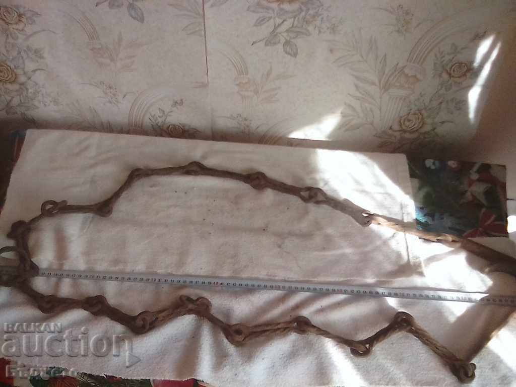 Auction  Old wrought iron hearth chain