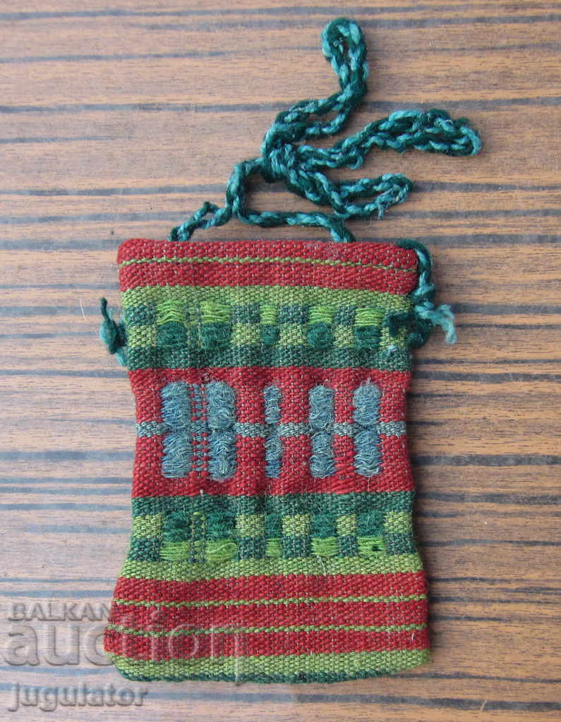 Auction  old Bulgarian folk wool purse coin purse