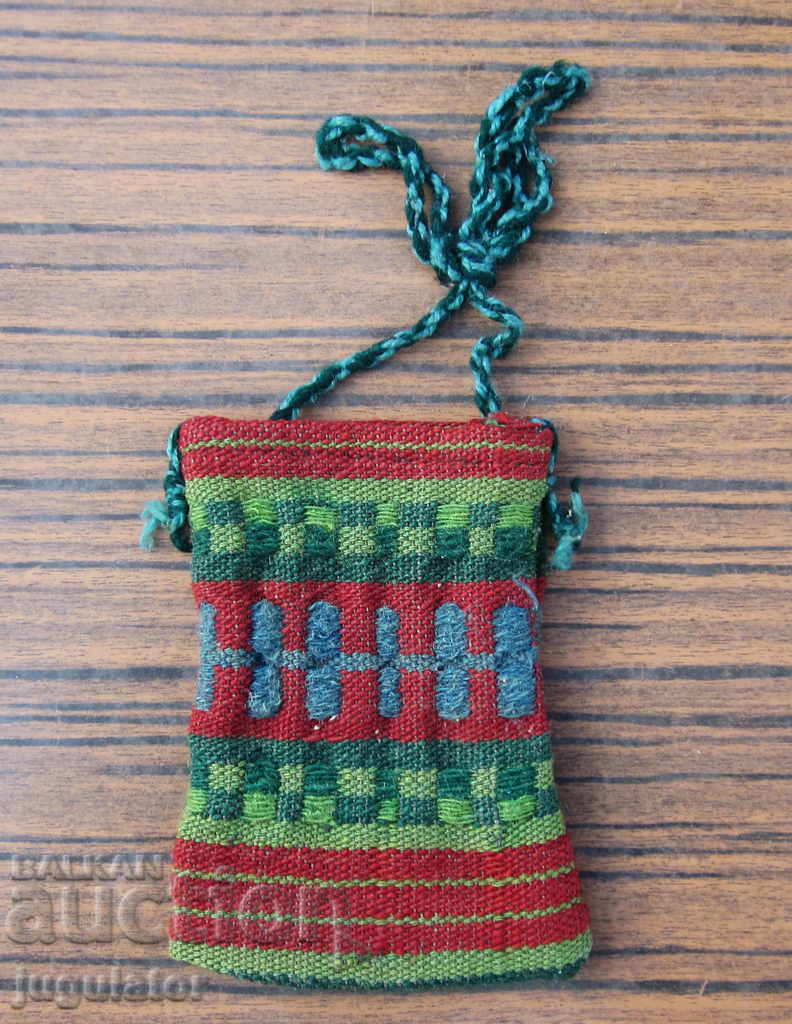 old Bulgarian folk wool purse coin bag