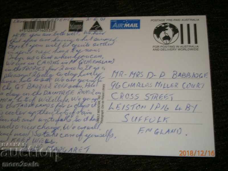 Postcard - TRAVEL 2001 AUSTRALIA - ENGLAND with price 0.40 BGN | € 0.20 Postcard - TRAVEL 2001 AUSTRALIA - ENGLAND with price 0.40 BGN | € 0.20