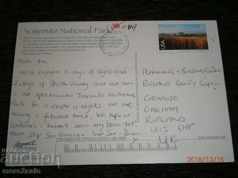 Postcard - YOSEMITE - NATIONAL PARK - USA - 2007 with price 0.40 BGN | € 0.20 Postcard - YOSEMITE - NATIONAL PARK - USA - 2007 with price 0.40 BGN | € 0.20