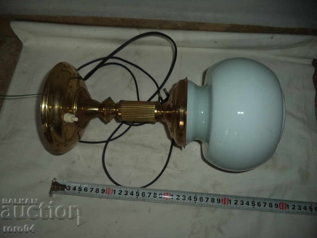 Auction OLD BRASS TABLE LAMP WITH GLASS WALL Auction OLD BRASS TABLE LAMP WITH GLASS WALL