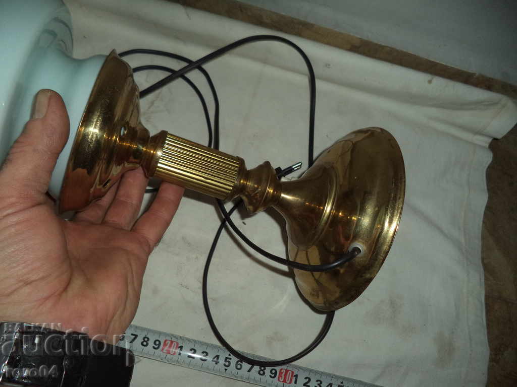 OLD BRASS TABLE LAMP WITH GLASS WALL - 6 OLD BRASS TABLE LAMP WITH GLASS WALL - 6