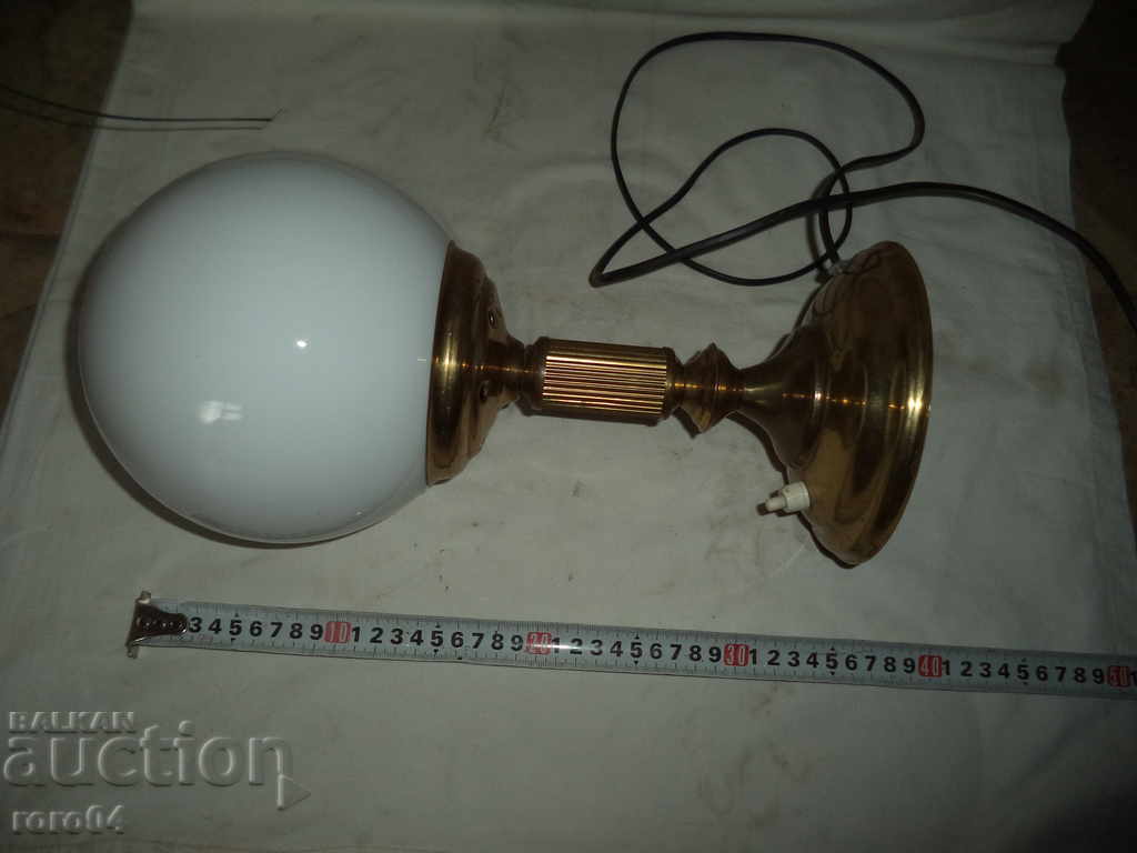 Auction OLD BRASS TABLE LAMP WITH GLASS WALL Auction OLD BRASS TABLE LAMP WITH GLASS WALL