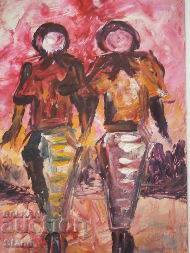 Auction Female oil painting from Africa Auction Female oil painting from Africa