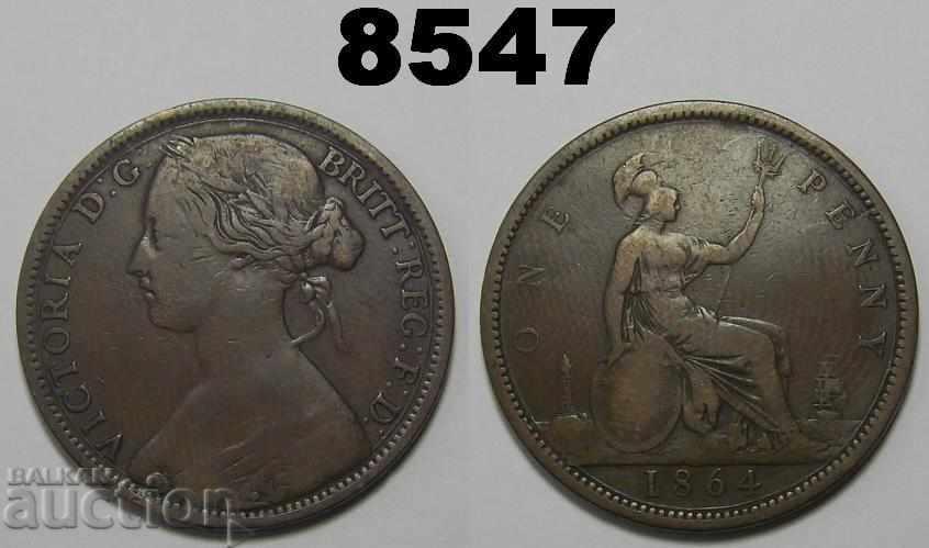 Marea Britanie 1 penny 1864 plain 4 monede