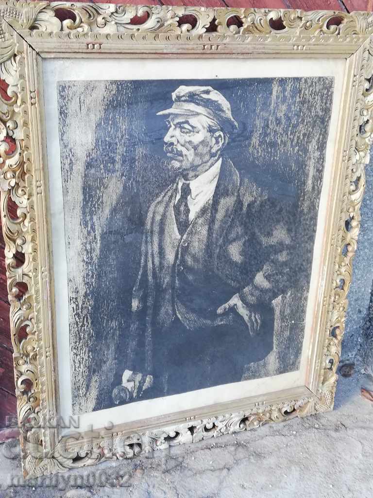 Lenin portrait graphic ORIGINAL 85/69 cm USSR USSR - 7 Lenin portrait graphic ORIGINAL 85/69 cm USSR USSR - 7