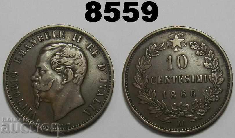 Италия 10 центесими 1866 М монета