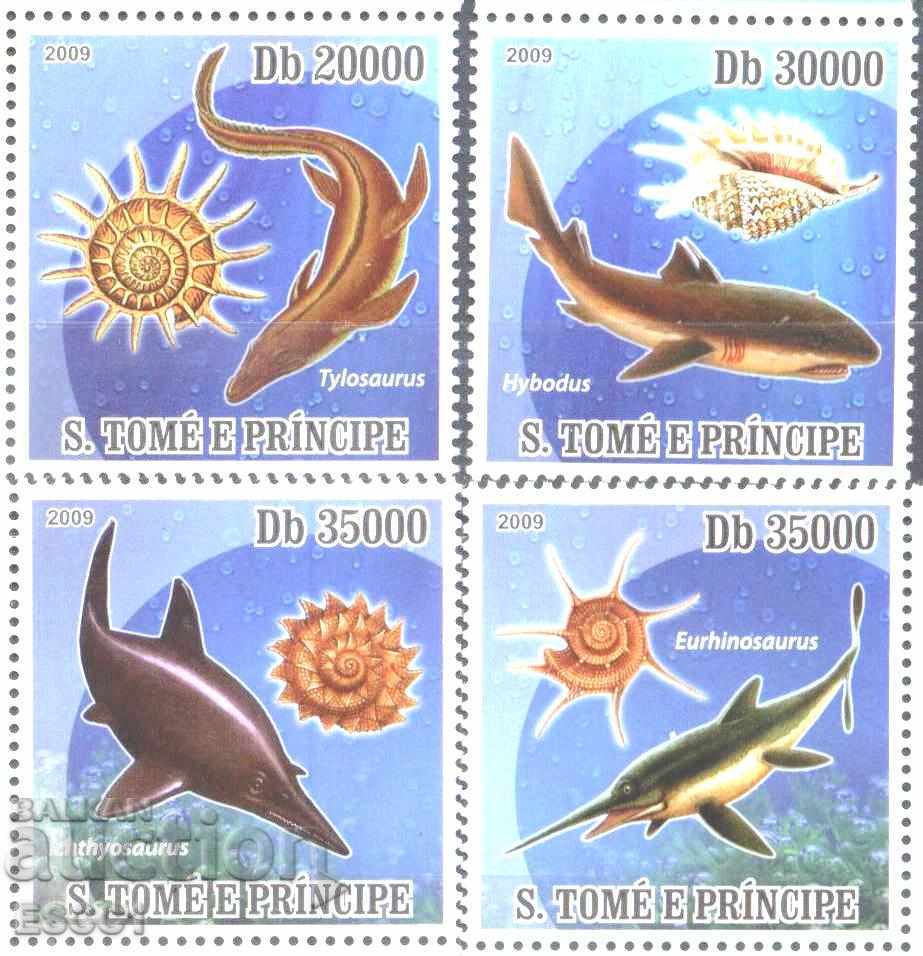 Чисти марки Фауна Праисторическа 2009 Сао Томе и  Принсипи