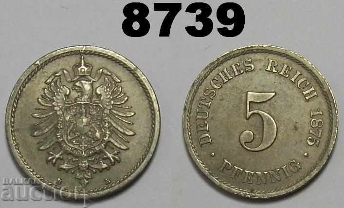 Германия 5 пфенига 1875 В AUNC монета