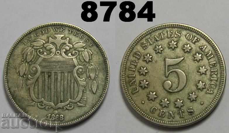 САЩ 5 цента 1868 XF монета