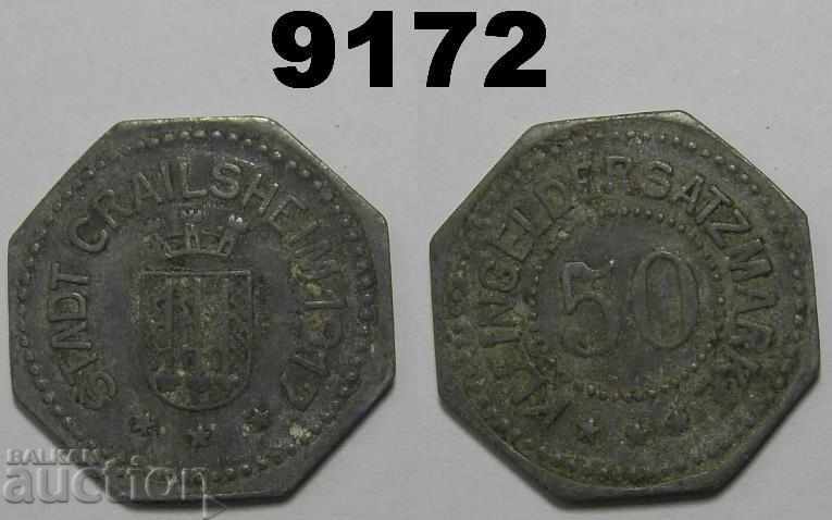 Crailsheim 50 pfennig 1917 Kleingeldersatzmarke Σπάνια