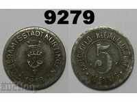 Nurtingen 5 pfennig 1918 RED Funck 386.1a Germania