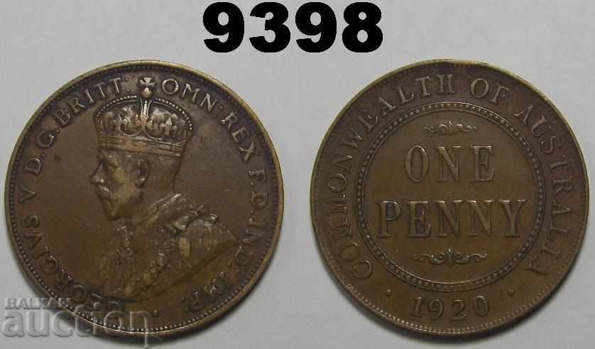 Австралия 1 пени 1920 VF+/aXF монета