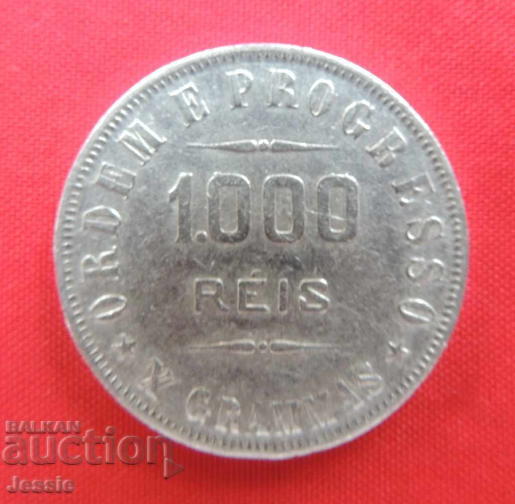 1000 Reis 1907 Brazilia Argint