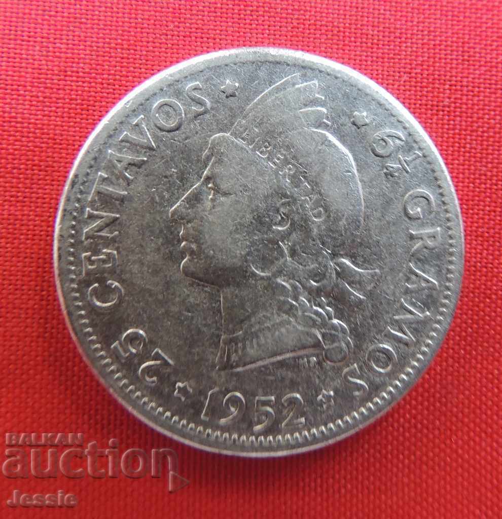 25 Centavos 1952 Dominican Republic Silver with price 29.81 BGN | € 15.24 25 Centavos 1952 Dominican Republic Silver with price 29.81 BGN | € 15.24