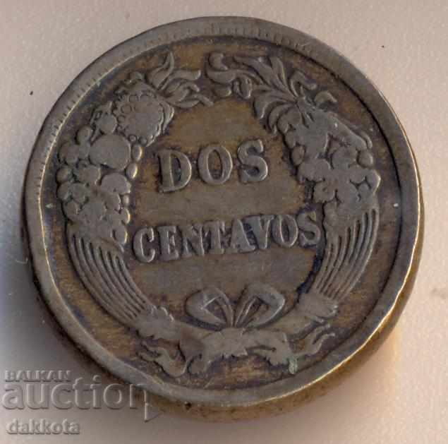 Перу 2 сентавос 1864 година, дебелшка