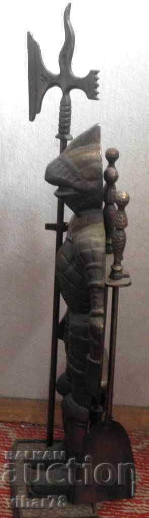 old cast iron knight - fireplace set - 5 old cast iron knight - fireplace set - 5