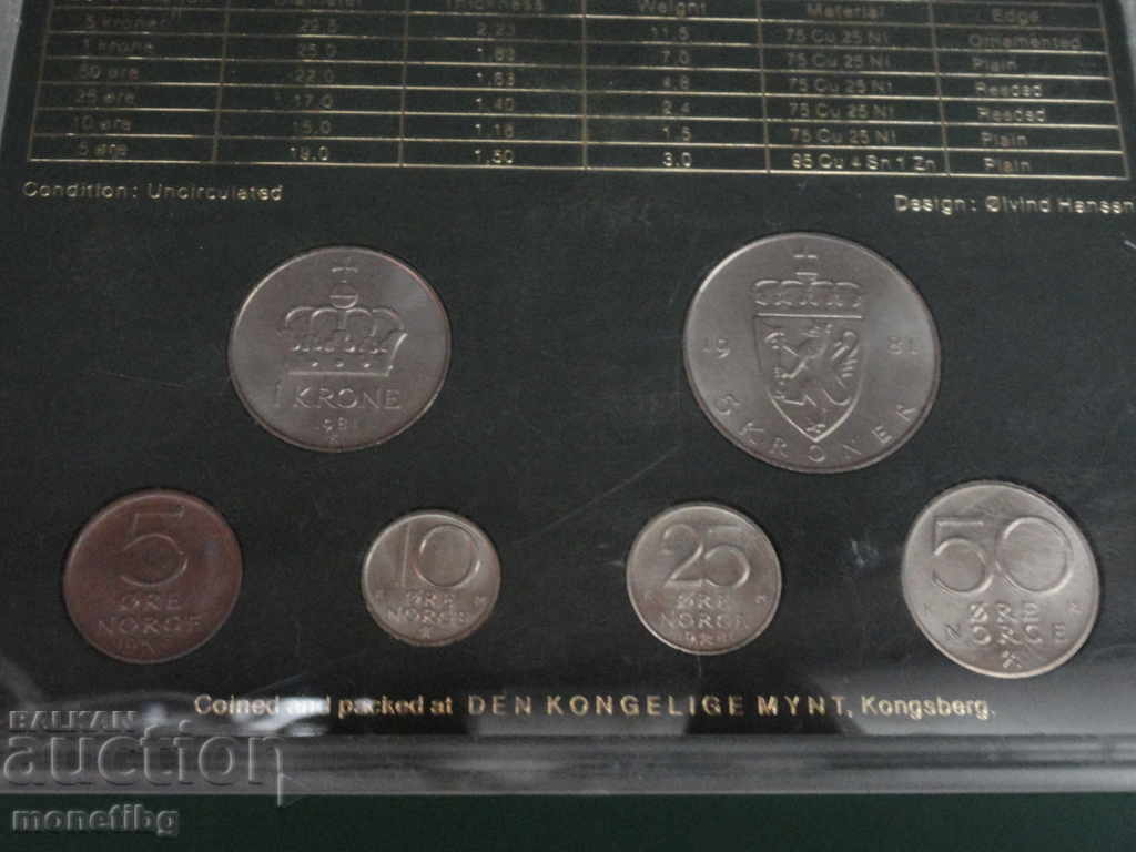 Доставка на Норвегия 1981г. - Сет разменни монети в кутия Доставка на Норвегия 1981г. - Сет разменни монети в кутия