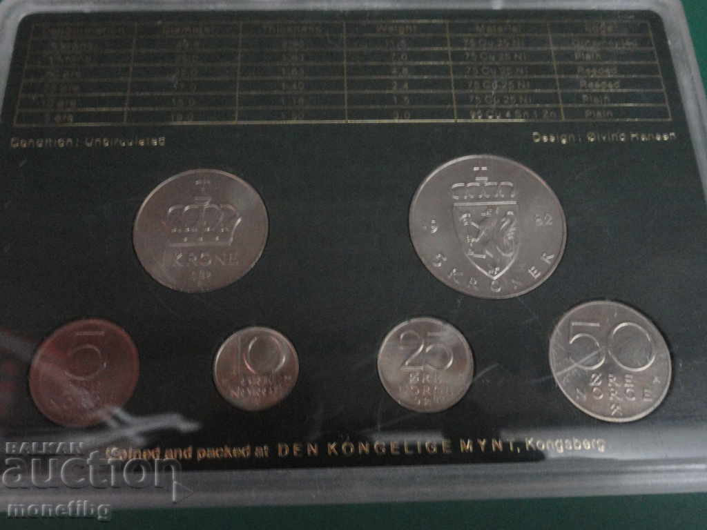 Livrarea Norvegia 1982 - Set de monede de schimb într-o cutie Livrarea Norvegia 1982 - Set de monede de schimb într-o cutie
