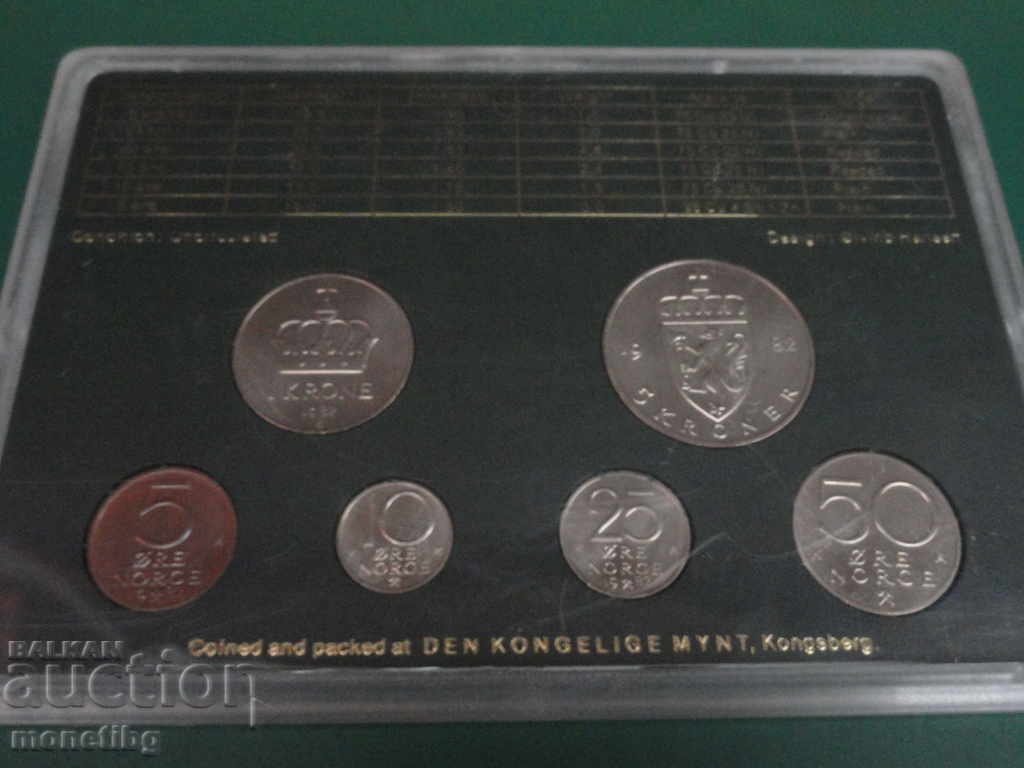 Норвегия 1982г. - Сет разменни монети в кутия - 6 Норвегия 1982г. - Сет разменни монети в кутия - 6