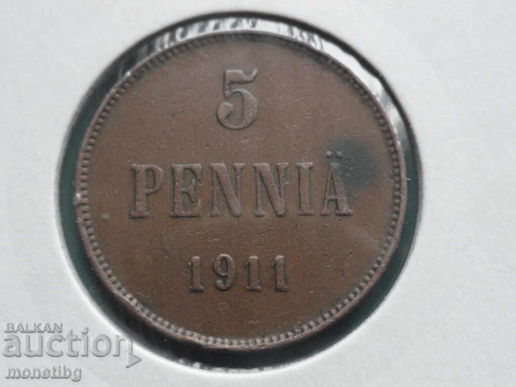 Русия (за Финландия) 1911г. - 5 пениа - 5 Русия (за Финландия) 1911г. - 5 пениа - 5
