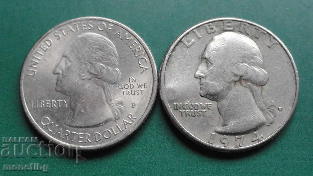 Licitație SUA 1974 și 2015 - Quarter Dollar Licitație SUA 1974 și 2015 - Quarter Dollar