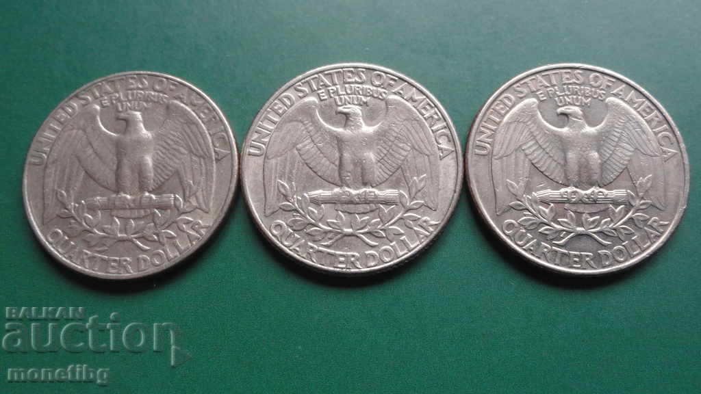 САЩ 1985, 1986 и 1996г. - Quarter Dollar с цена € 1.70 | 3.32 лв. САЩ 1985, 1986 и 1996г. - Quarter Dollar с цена € 1.70 | 3.32 лв.