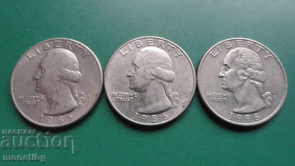 Auction USA 1985, 1986 and 1996 - Quarter Dollar Auction USA 1985, 1986 and 1996 - Quarter Dollar