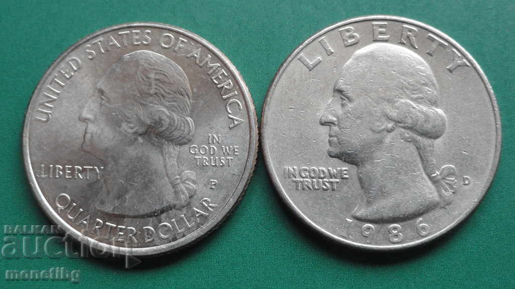USA 1986 and 2015 - Quarter Dollar with price 3.30 BGN | € 1.69