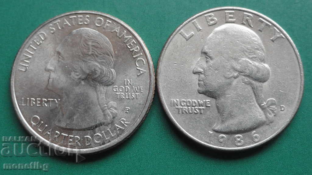 Delivery of USA 1986 and 2015 - Quarter Dollar