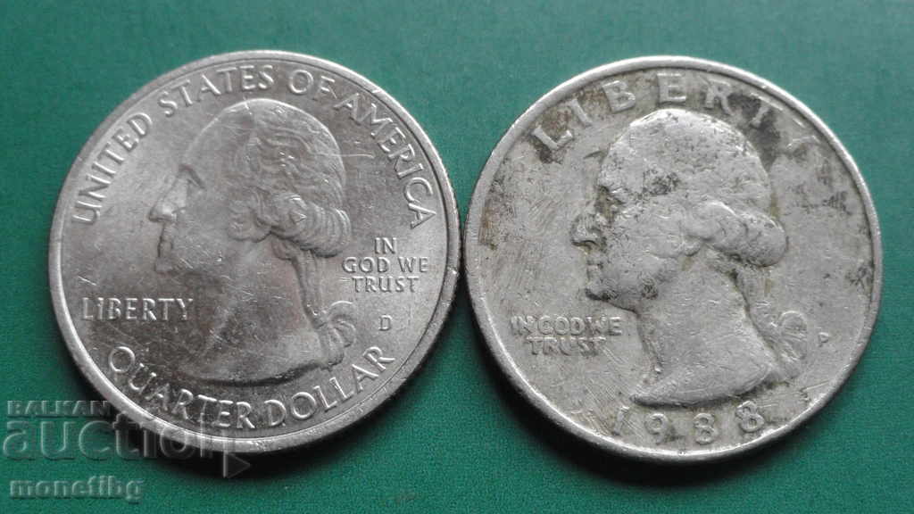 Delivery of USA 1988 and 2015 - Quarter Dollar Delivery of USA 1988 and 2015 - Quarter Dollar