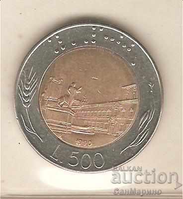 + Italia 500 de lire sterline 1990