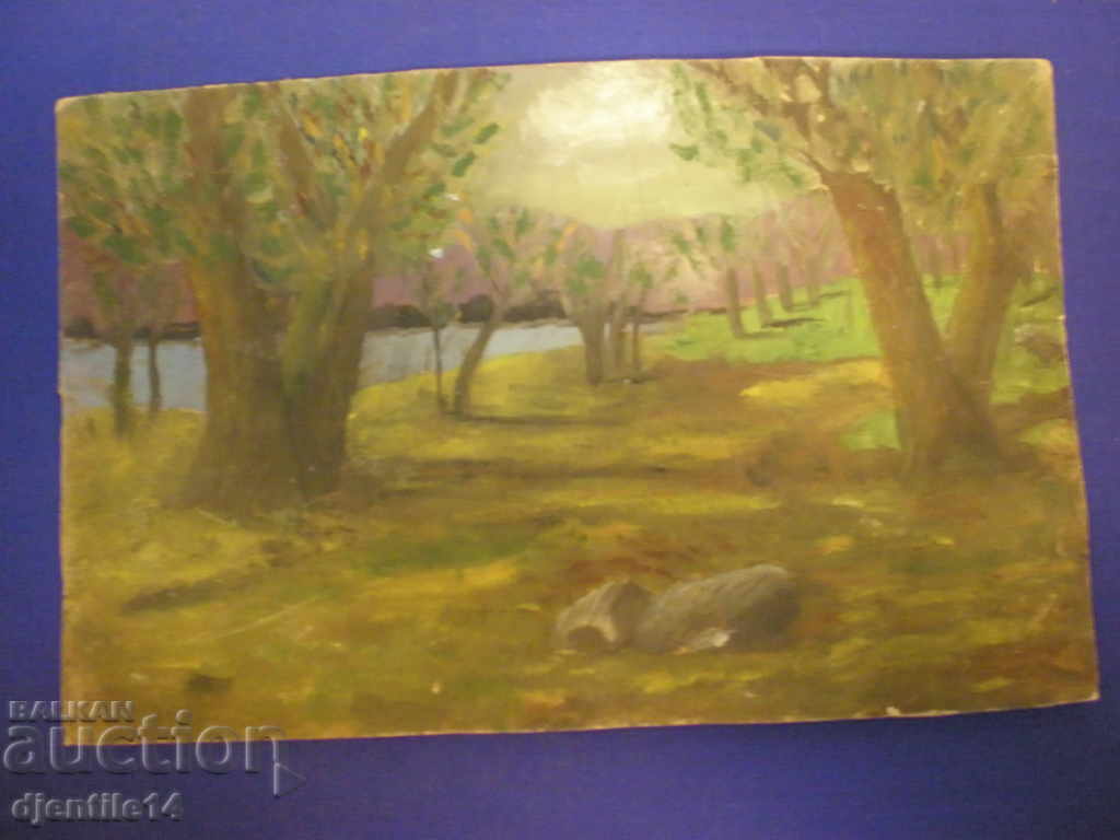 drawing, oil on cardboard drawing, oil on cardboard